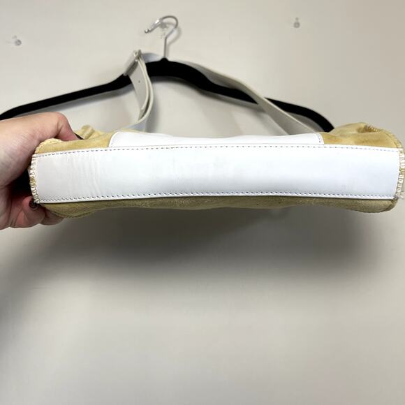 Ugg Australia Shearling Suede Shoulder Bag Yellow White Trim Y2K - Picture 4 of 8